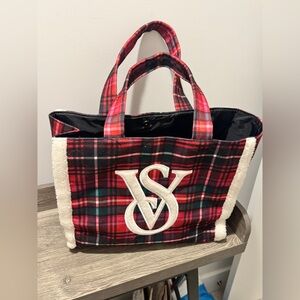 Victoria's Secret Red and Black Tartan Tote